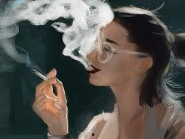 网红画抽烟,烟雾缭绕中的时尚态度